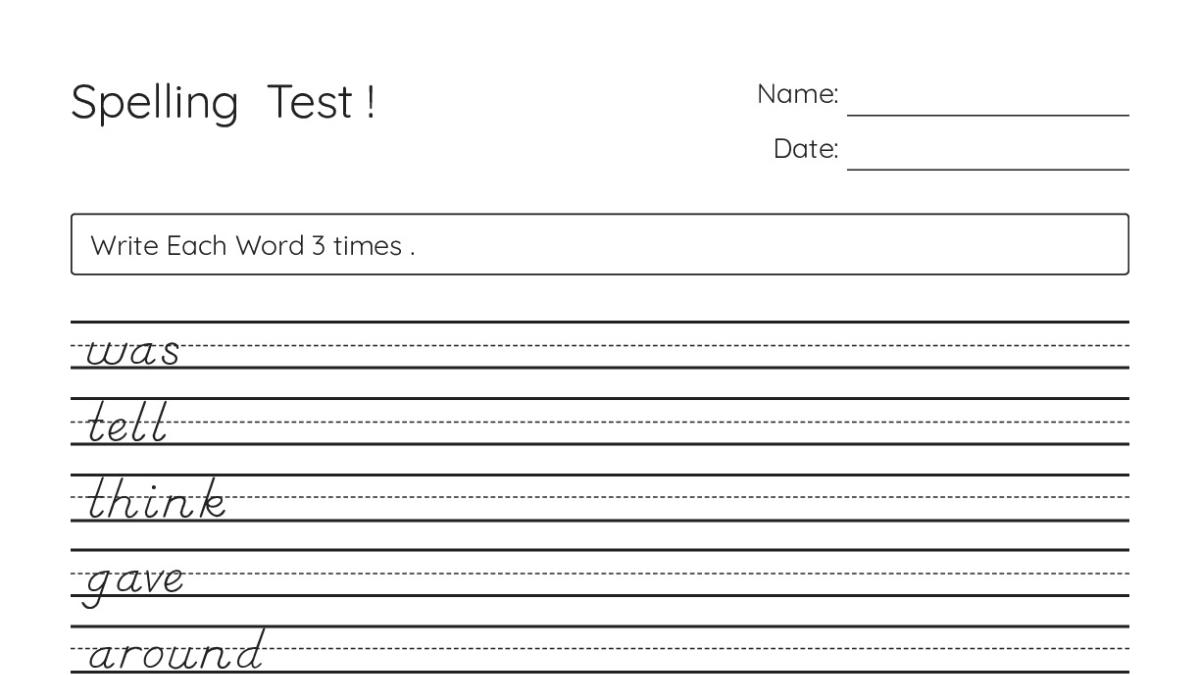 Spelling Test ! - My Worksheet Maker: Create Your Own Worksheets