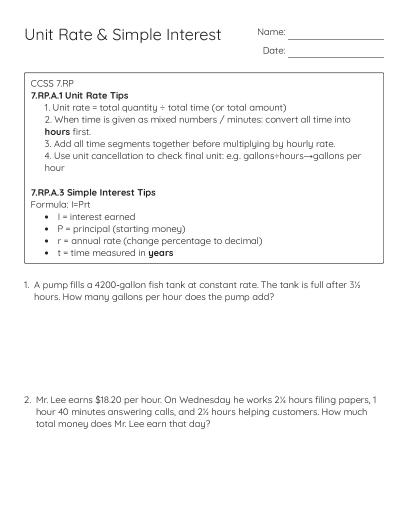 7th Grade Mathematics Review: Week 1 - Free Printable | BrightSprout