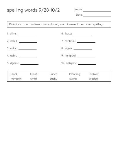 Spelling Words Word Search - Free Printable | BrightSprout