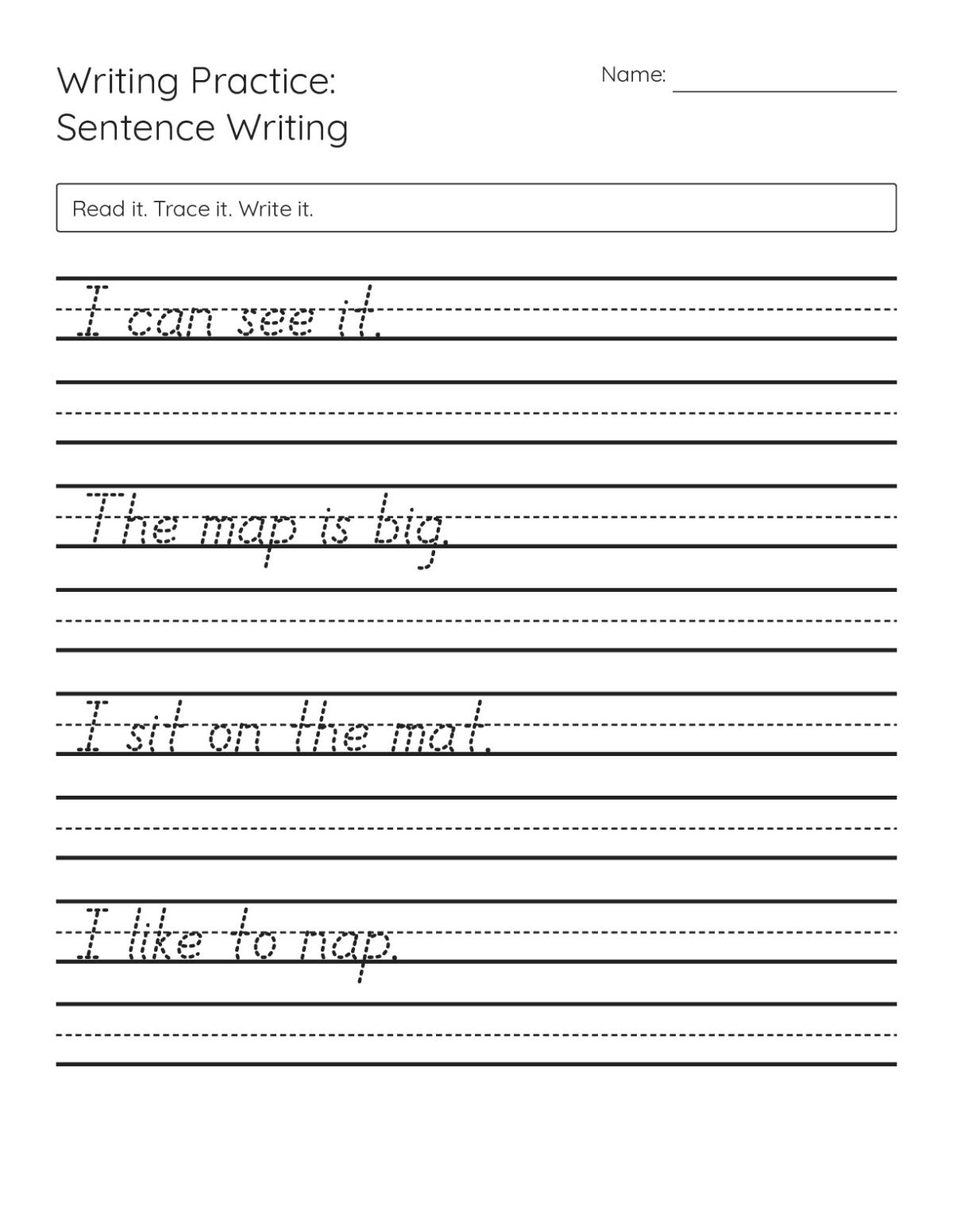 Handwriting Practice Sentences Free