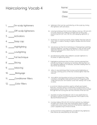 Hair Design Glossary Terms Crossword Puzzle - Free Printable | BrightSprout