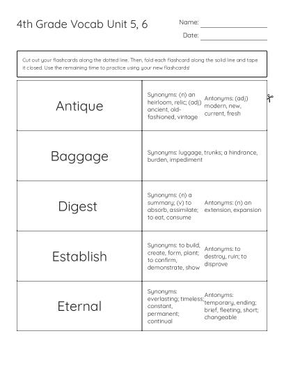 Scark Vocabulary Flashcards - Free Printable | BrightSprout
