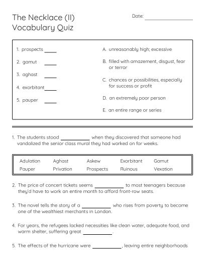Vocabulary Quiz: Key Terms - Free Printable | BrightSprout