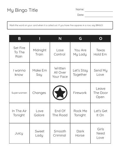 Classic Rock Songs Bingo Cards - Free Printable | BrightSprout