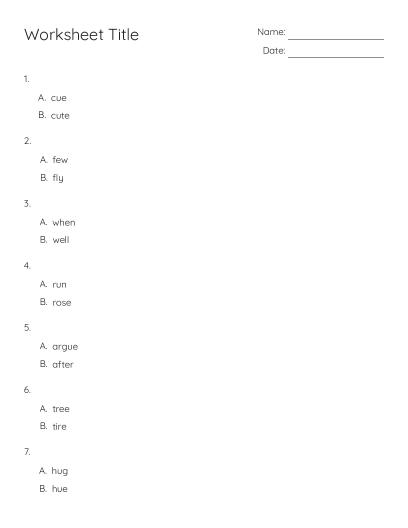 Vocabulary Matching Test - Free Printable | BrightSprout