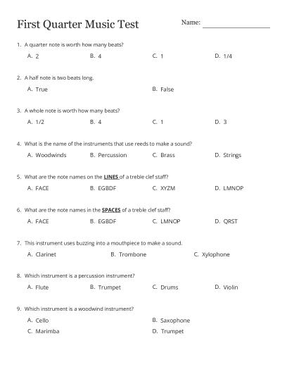 Free Printable Music Theory Worksheets | BrightSprout