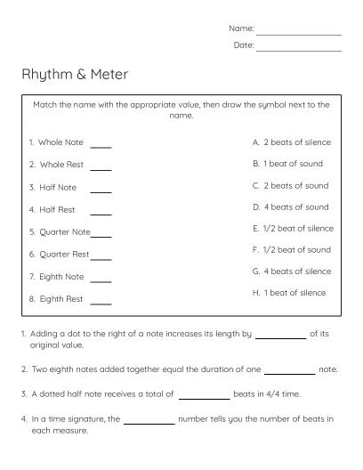 Free Printable Music Theory Worksheets | BrightSprout