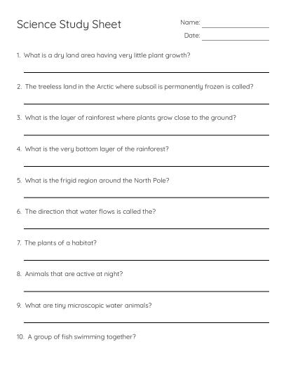 Earth Science Vocabulary Matching - Free Printable | BrightSprout